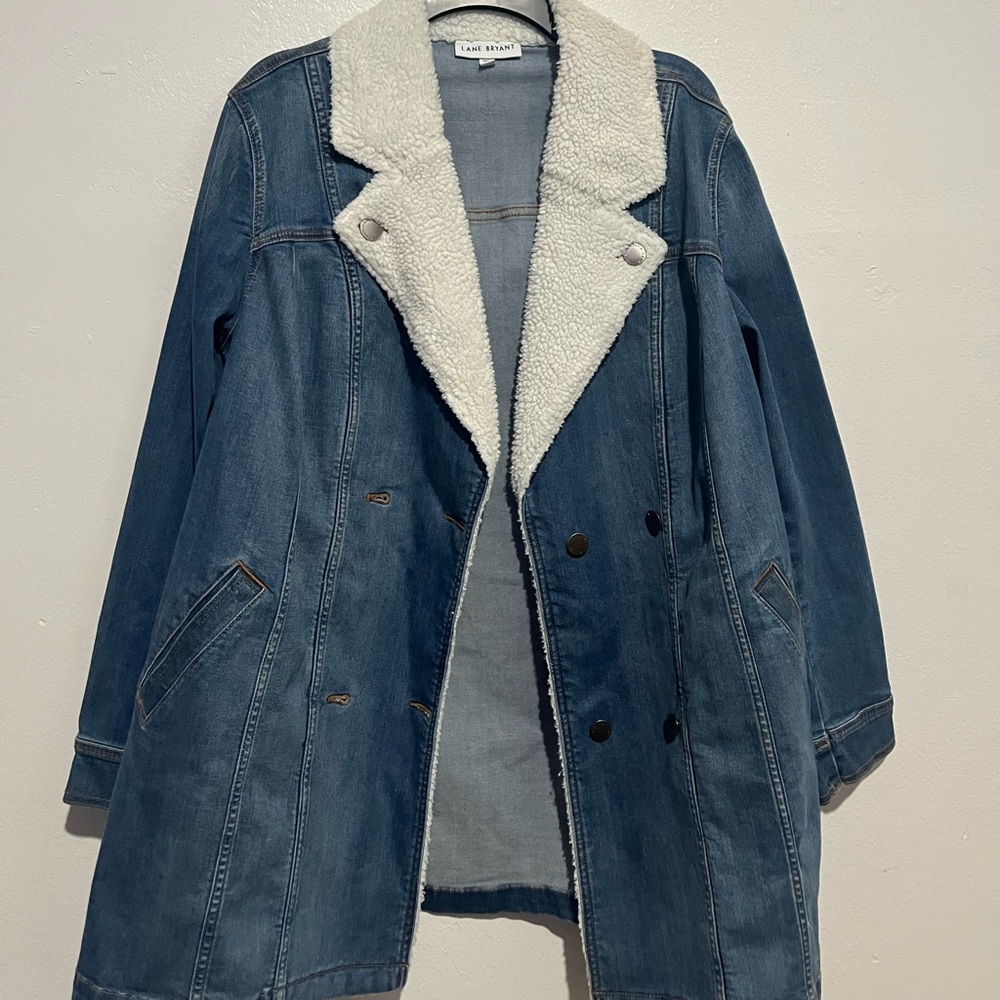 Lane Bryant denim jacket, coat, with wool